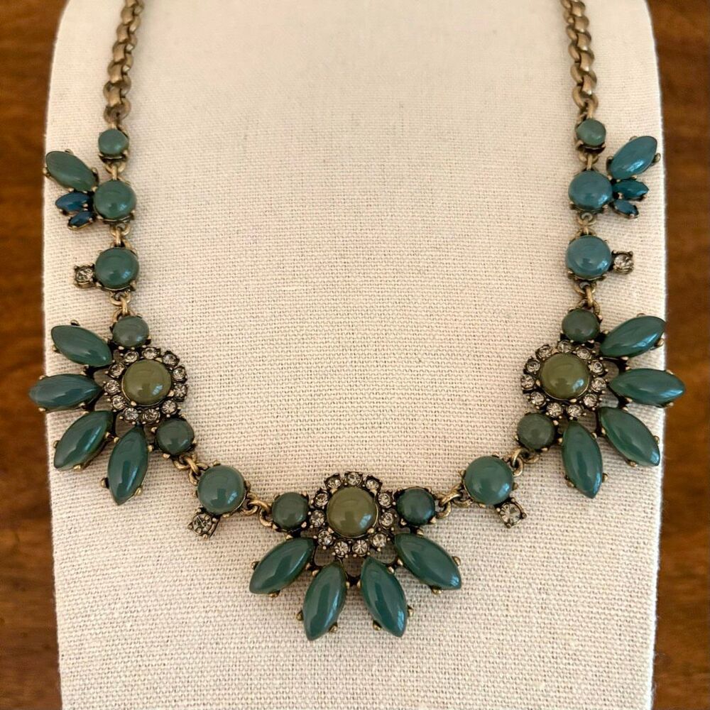 J.Crew | Jade Floral Pendant Necklace | 24” Length